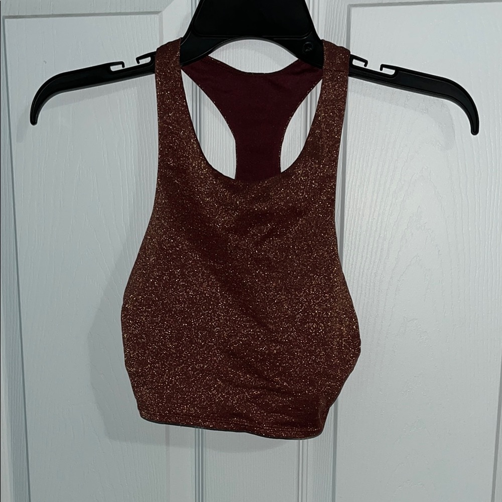 Xhilaration Glittery Maroon Crop Top
